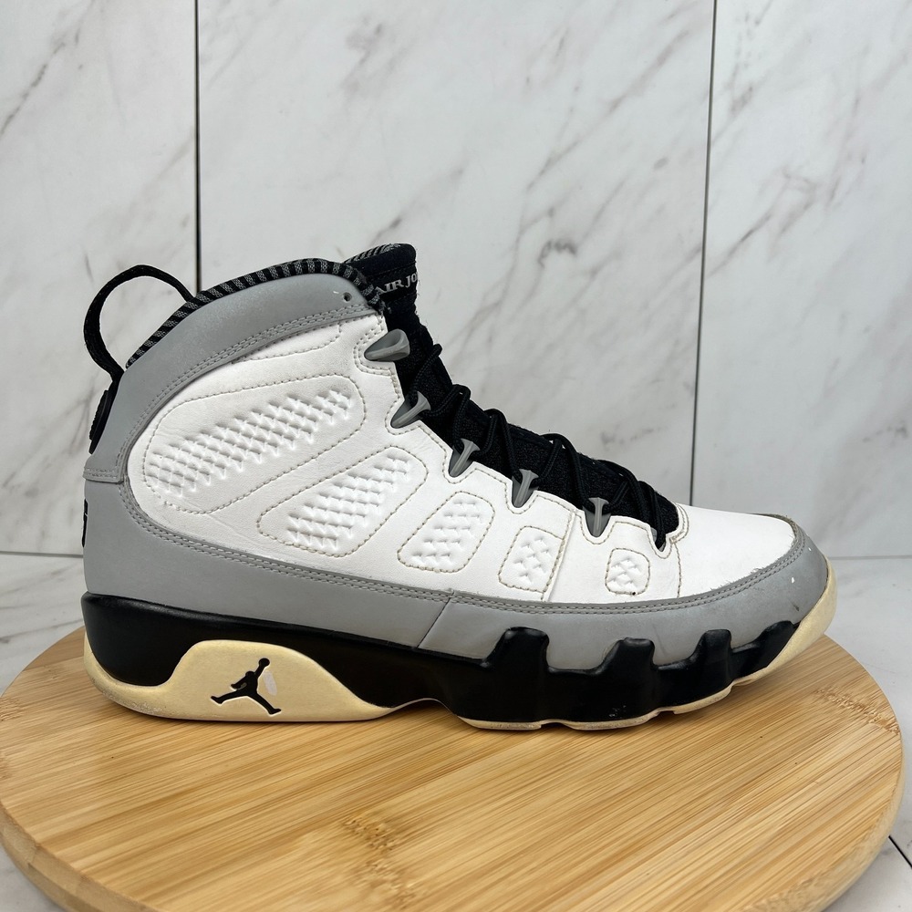 Nike Air Jordan 9 Retro Barons Mens Size 10 White Black Sneaker Shoes 302370-106